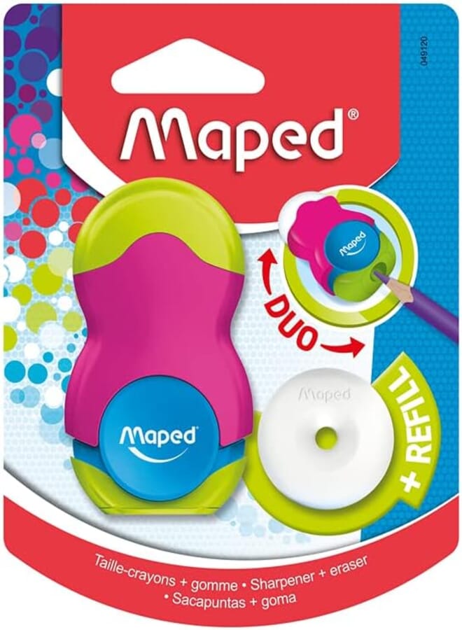 Maped Loopy Coloured Duo Eraser and Pencil Sharpener (Assorted Colours)